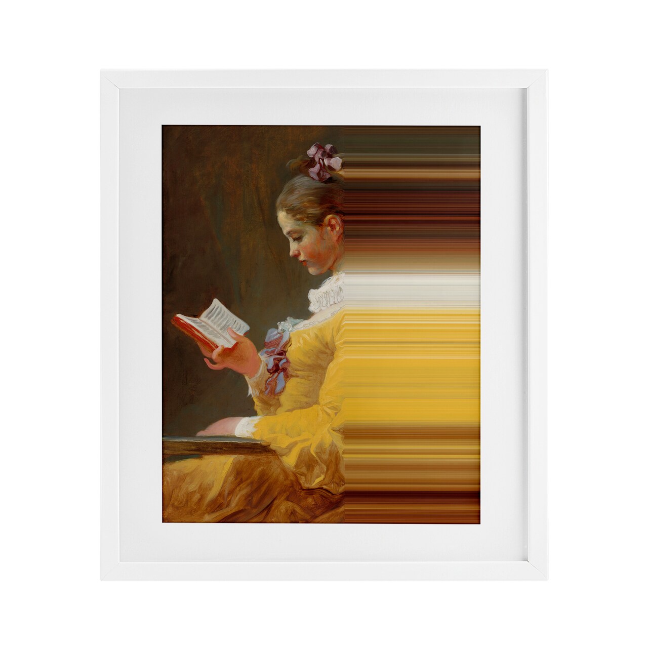 Stupell Industries Vintage Lady Reading with Gradient Streaks Framed Print Under Glass, design by Seven Trees Design